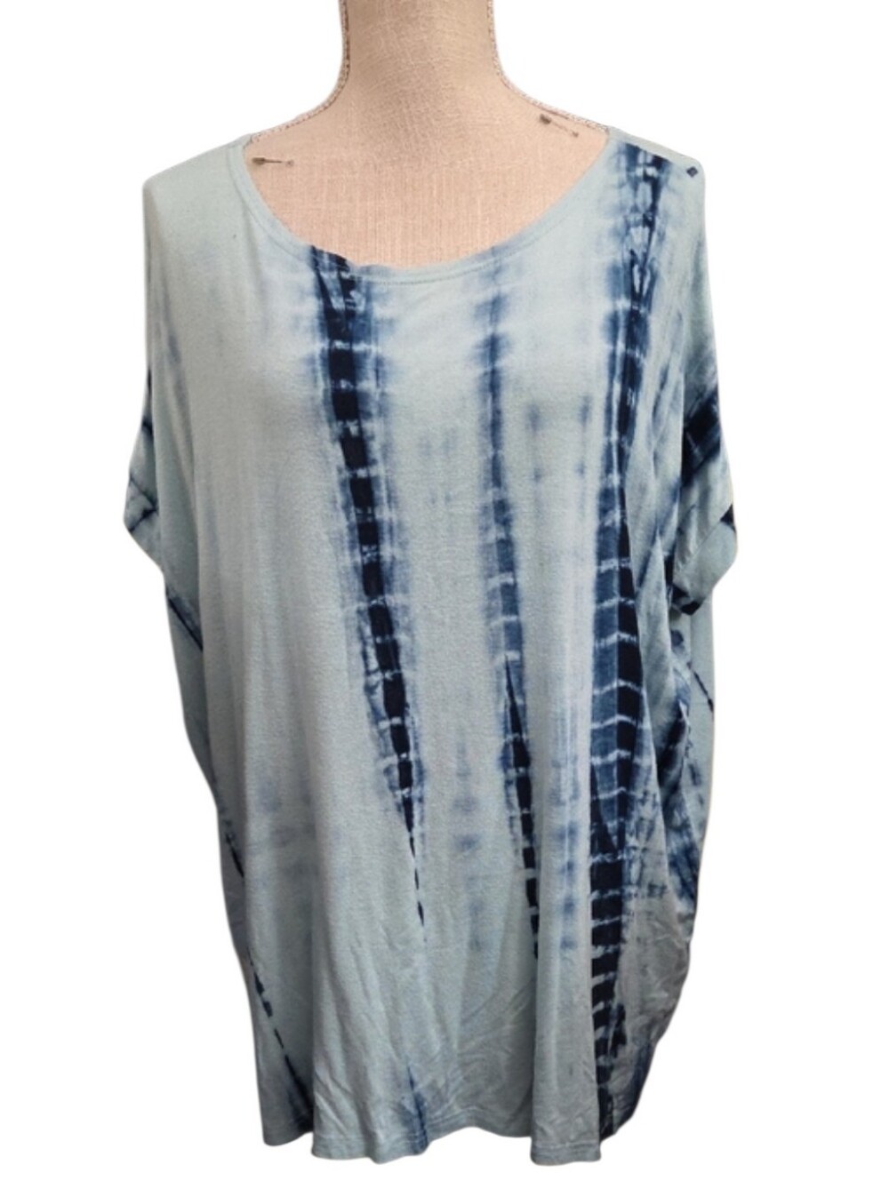 Piko 1988 Light Blue and Navy Tie-Dye Tunic Top